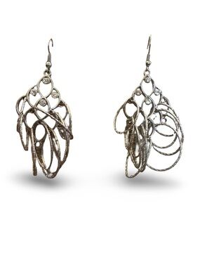 3 for $25 Unique Vintage Silver Filigree Rhinestone Dangle Earrings